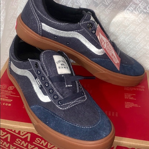 >💟+GILBERT CROCKETT PRO RAWHIDE NAVY SUEDE/CANVAS DENIM BRAND NEW VANS WM size8 - Picture 2 of 15